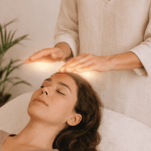Reiki practitioner giving reiki