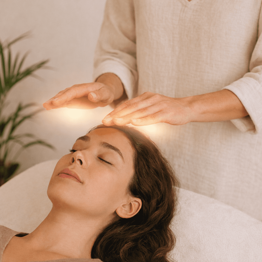 Reiki practitioner giving reiki